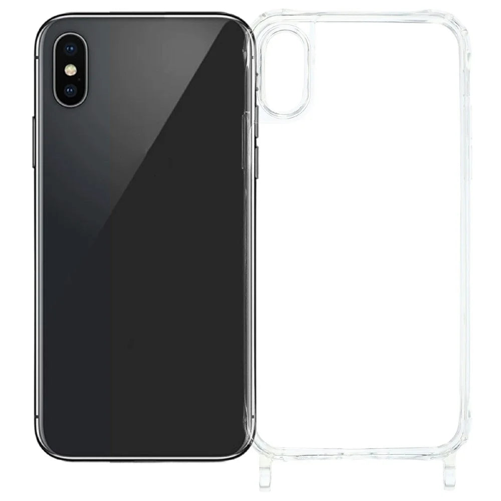 For iPhone XR 6.1 inch Case PC+TPU 1.5mm Clear Phone Cover with Lanyard Holes - Transparent - 1