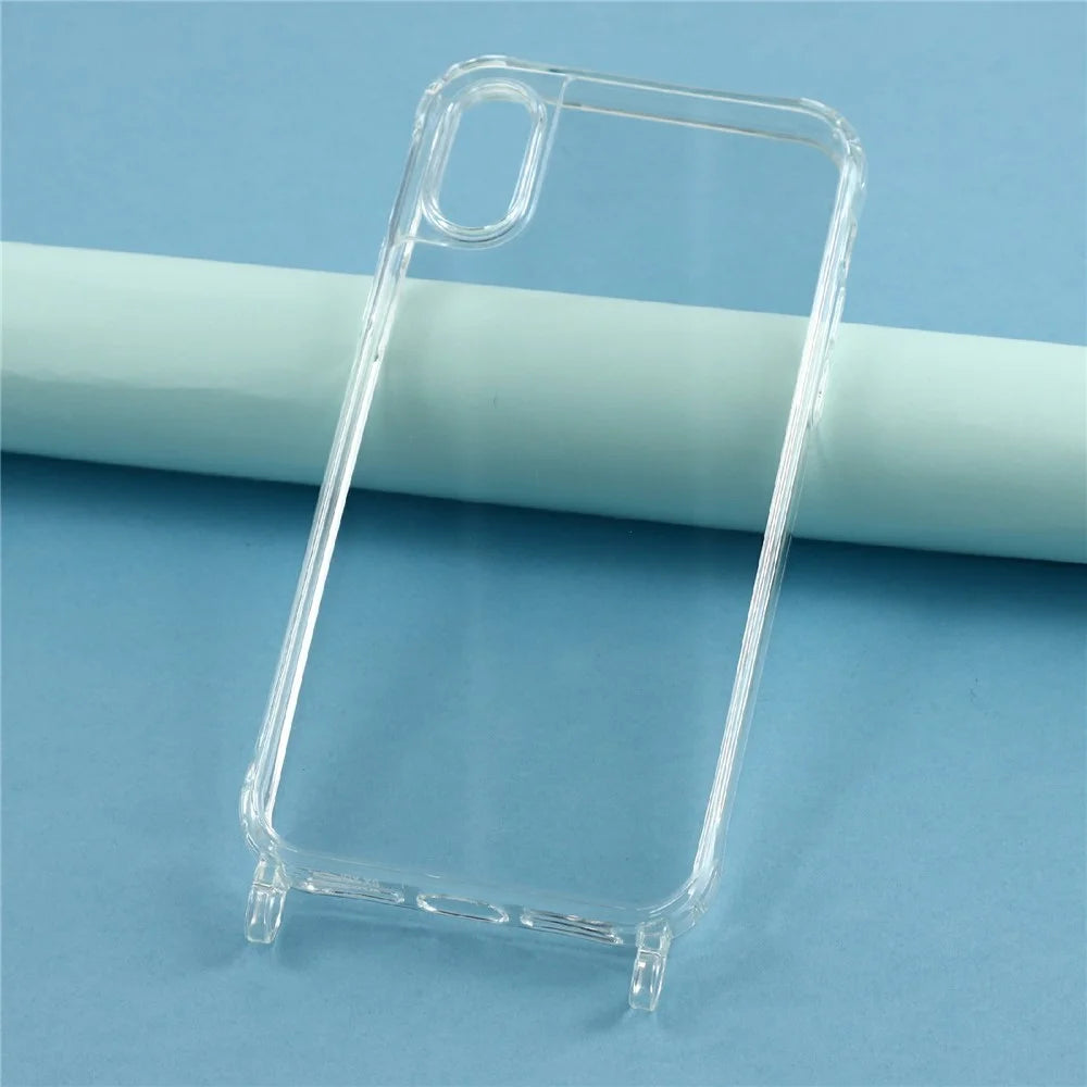 For iPhone XR 6.1 inch Case PC+TPU 1.5mm Clear Phone Cover with Lanyard Holes - Transparent - 6
