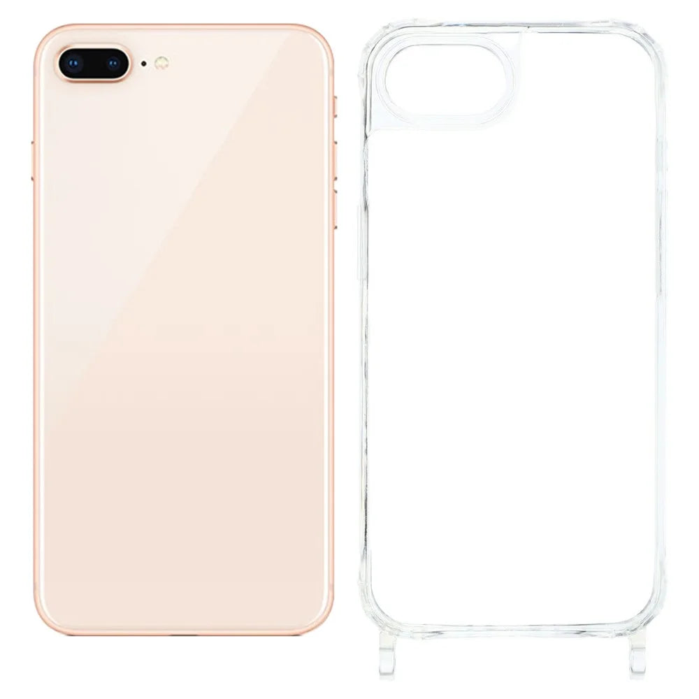For iPhone 8 Plus 5.5 inch / 7 Plus 5.5 inch Case PC+TPU 1.5mm Clear Phone Cover with Lanyard Holes - Transparent - 1