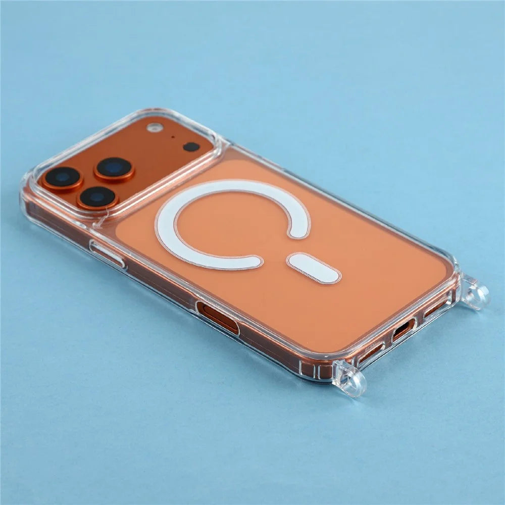 For iPhone 17 Pro Max Case Compatible with MagSafe TPU+PC 1.5mm Clear Phone Cover with Lanyard Holes - Transparent - 4