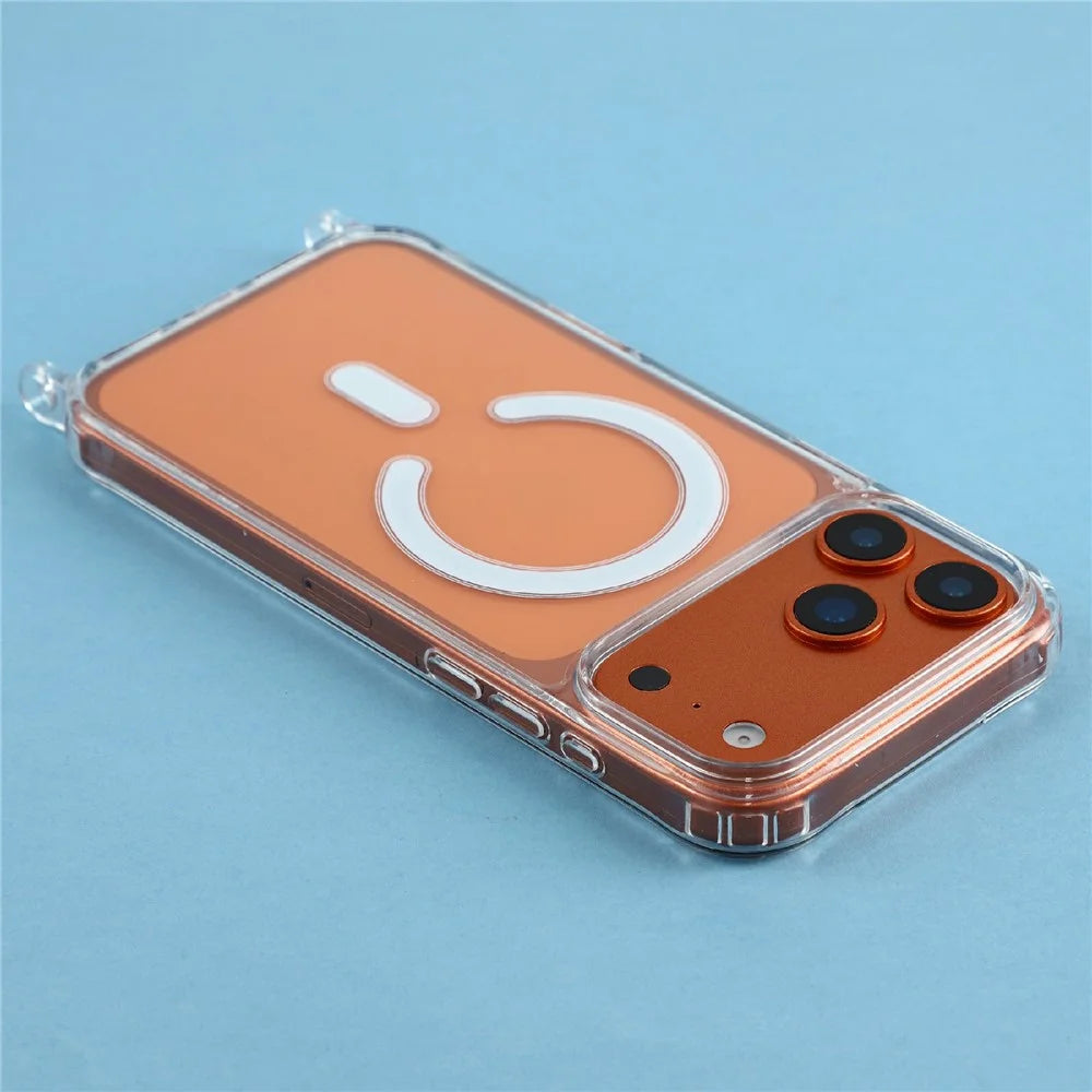 For iPhone 17 Pro Max Case Compatible with MagSafe TPU+PC 1.5mm Clear Phone Cover with Lanyard Holes - Transparent - 5
