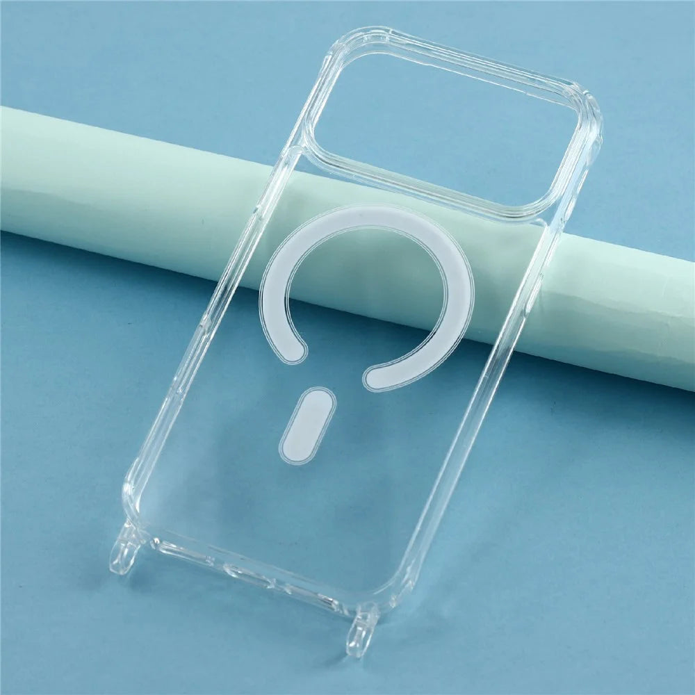 For iPhone 17 Pro Max Case Compatible with MagSafe TPU+PC 1.5mm Clear Phone Cover with Lanyard Holes - Transparent - 6