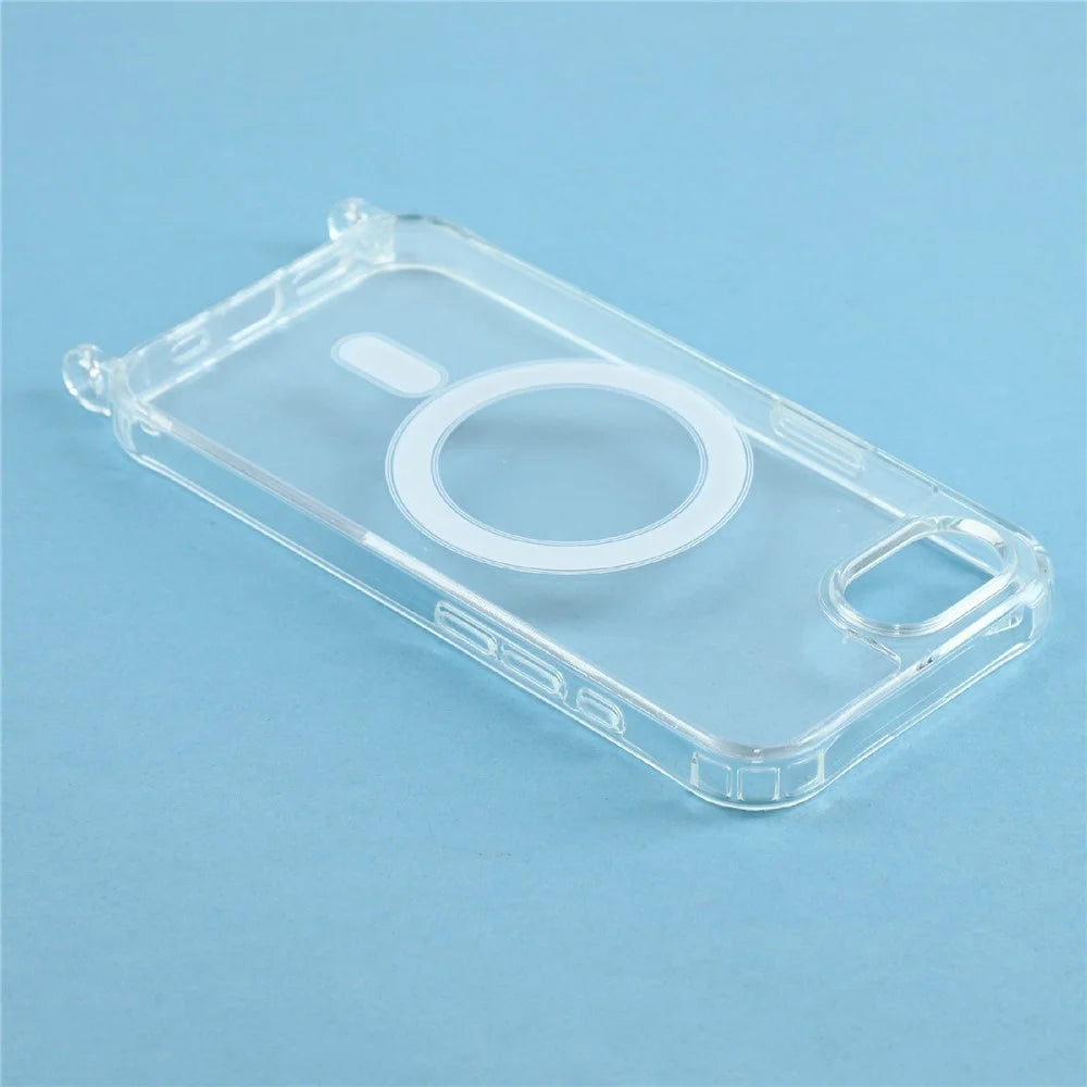 For iPhone 17e / 16e Case Compatible with MagSafe TPU+PC 1.5mm Clear Phone Cover with Lanyard Holes - Transparent - 4