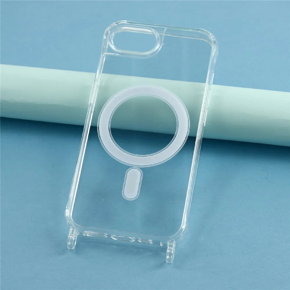 For iPhone 17e / 16e Case Compatible with MagSafe TPU+PC 1.5mm Clear Phone Cover with Lanyard Holes - Transparent - 6