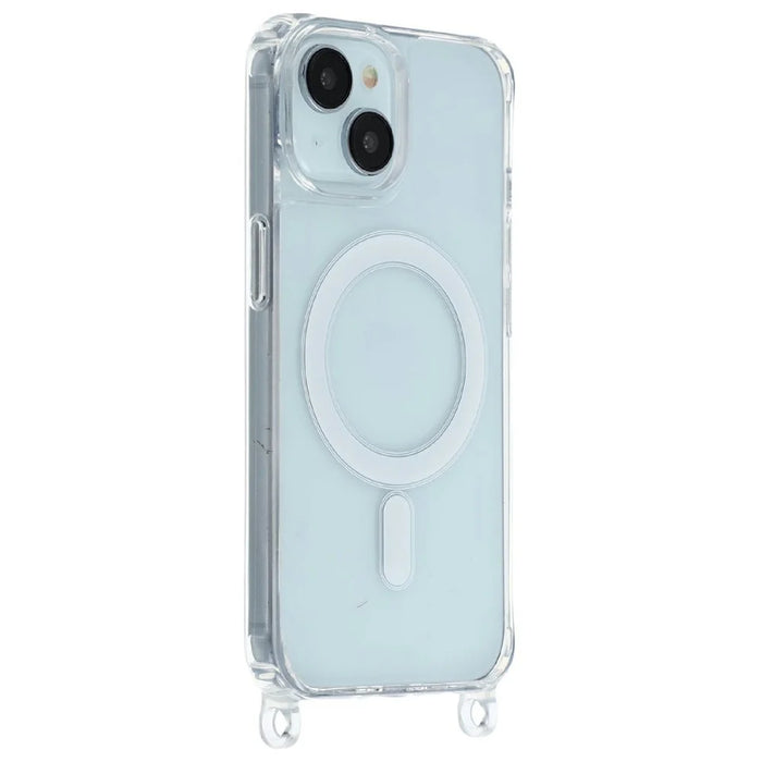 For iPhone 14 Case Compatible with MagSafe TPU+PC 1.5mm Clear Phone Cover with Lanyard Holes - Transparent - 2