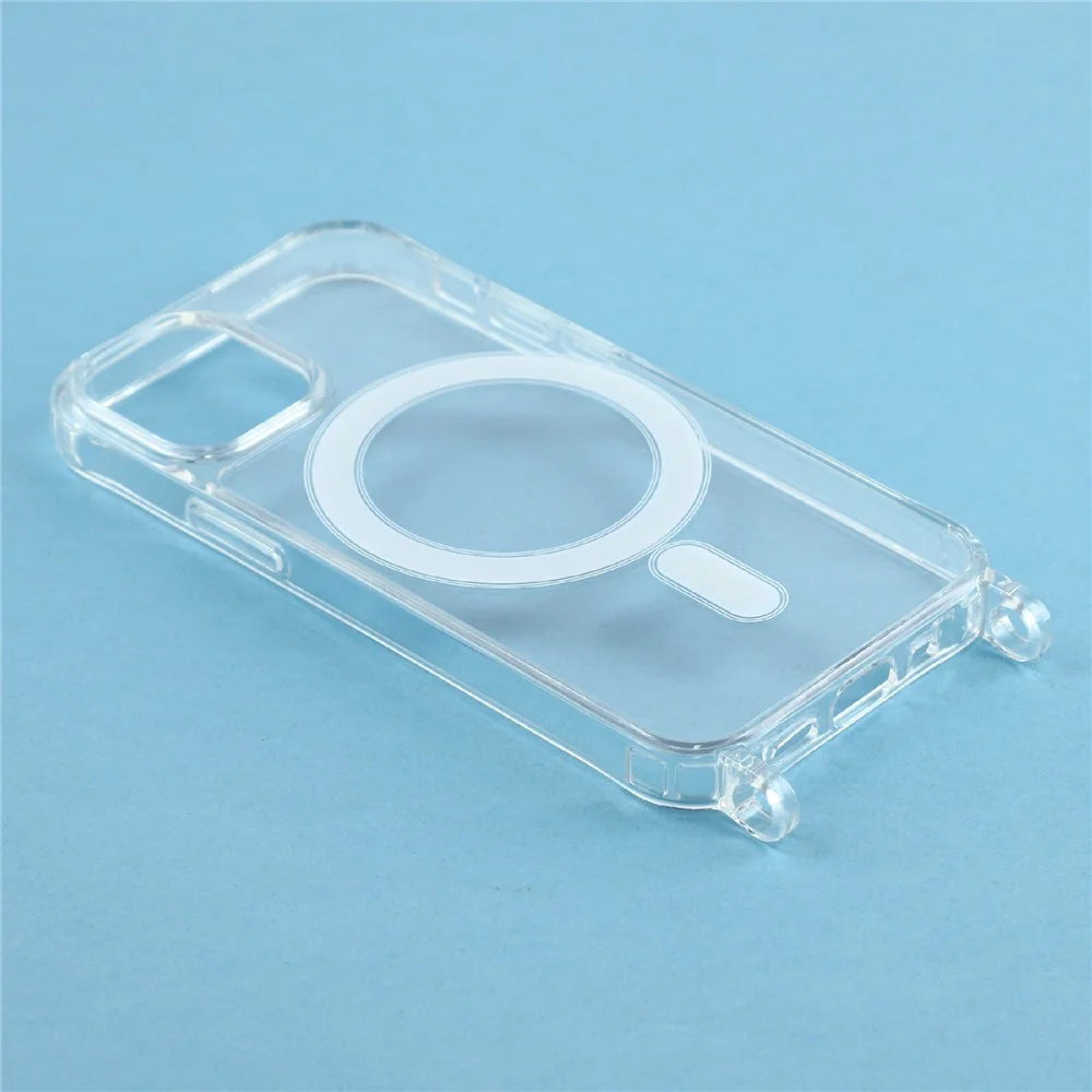 For iPhone 12 mini Case Compatible with MagSafe TPU+PC 1.5mm Clear Phone Cover with Lanyard Holes - Transparent - 4