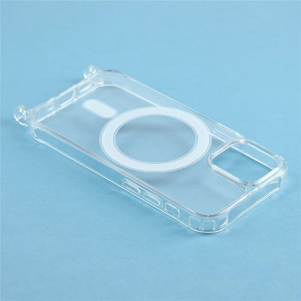 For iPhone 12 mini Case Compatible with MagSafe TPU+PC 1.5mm Clear Phone Cover with Lanyard Holes - Transparent - 5