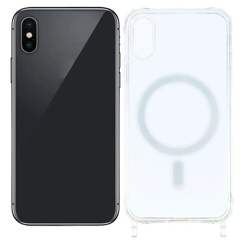 For iPhone XS Max 6.5 inch Magnetic Case TPU+PC 1.5mm Clear Phone Cover with Lanyard Holes - Transparent - 1