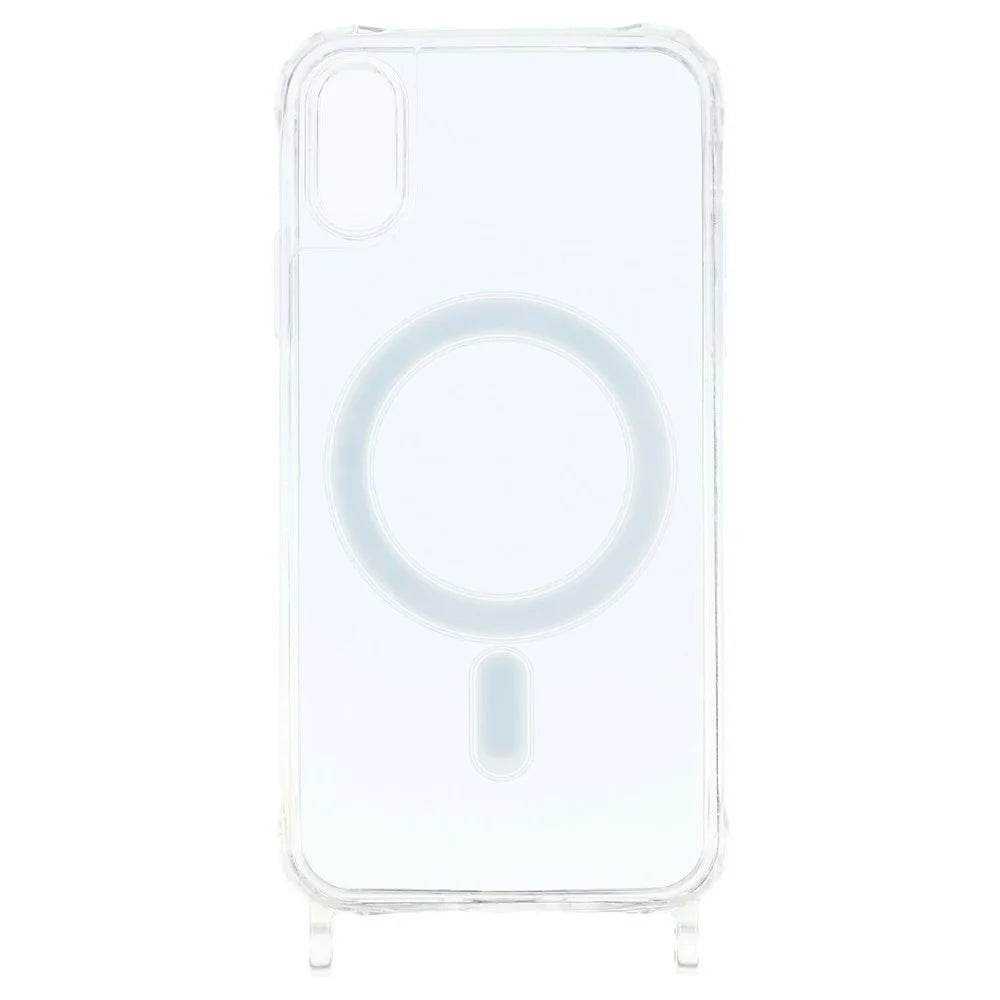 For iPhone XR 6.1 inch Magnetic Case TPU+PC 1.5mm Clear Phone Cover with Lanyard Holes - Transparent - 2
