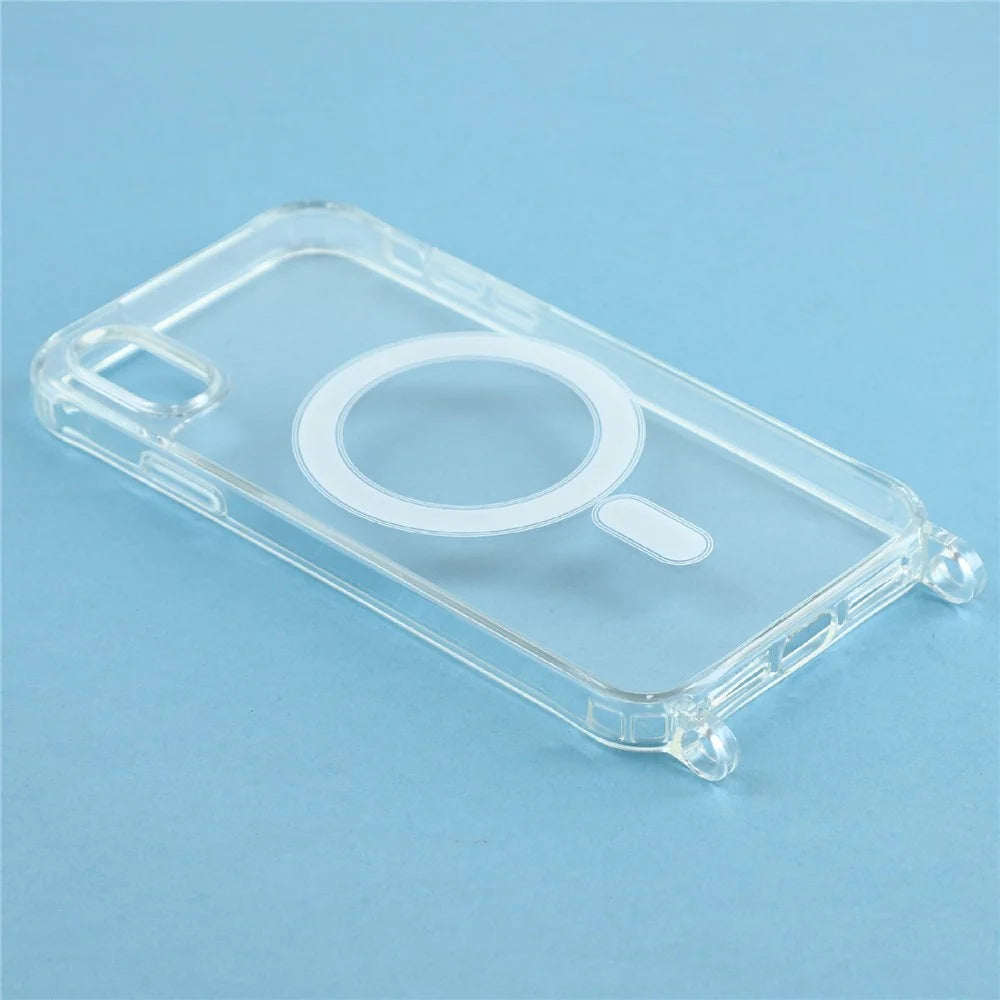 For iPhone X / XS 5.8 inch Magnetic Case TPU+PC 1.5mm Clear Phone Cover with Lanyard Holes - Transparent - 4