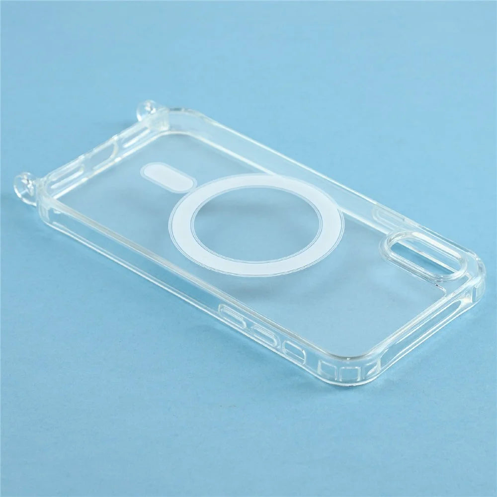 For iPhone X / XS 5.8 inch Magnetic Case TPU+PC 1.5mm Clear Phone Cover with Lanyard Holes - Transparent - 5