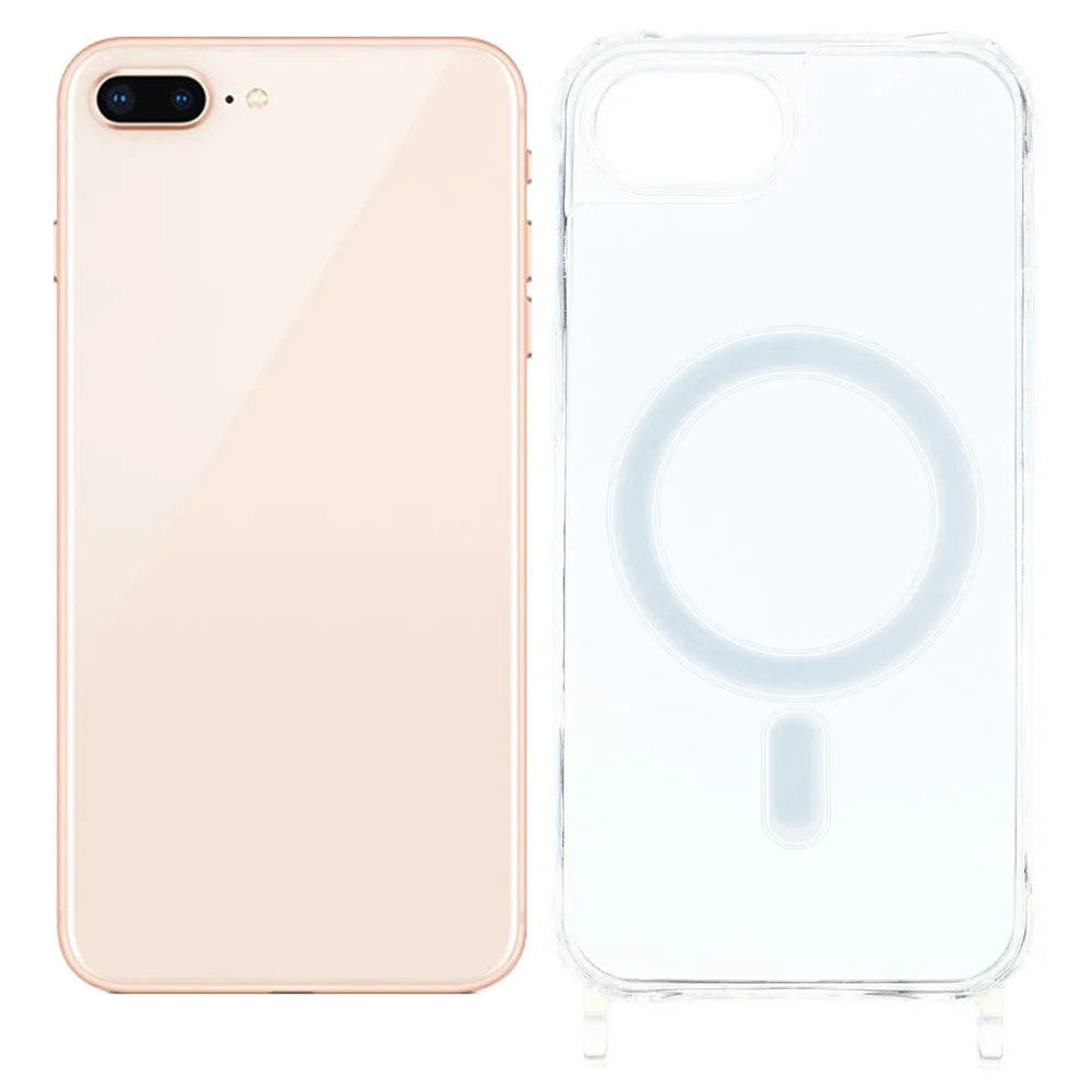 For iPhone 8 Plus 5.5 inch / 7 Plus 5.5 inch Magnetic Case TPU+PC 1.5mm Clear Phone Cover with Lanyard Holes - Transparent - 1