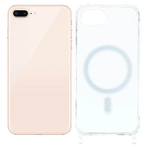 For iPhone 8 Plus 5.5 inch / 7 Plus 5.5 inch Magnetic Case TPU+PC 1.5mm Clear Phone Cover with Lanyard Holes - Transparent - 1