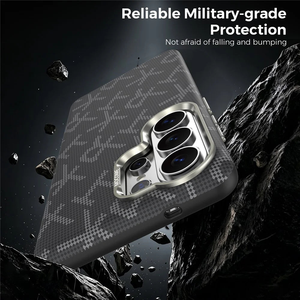 For Samsung Galaxy S26 Ultra Magnetic Case Aramid Fiber Texture Leather + PC + TPU Shockproof Phone Cover - Black - 4