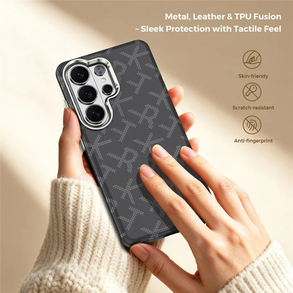 For Samsung Galaxy S26 Ultra Magnetic Case Aramid Fiber Texture Leather + PC + TPU Shockproof Phone Cover - Black - 6
