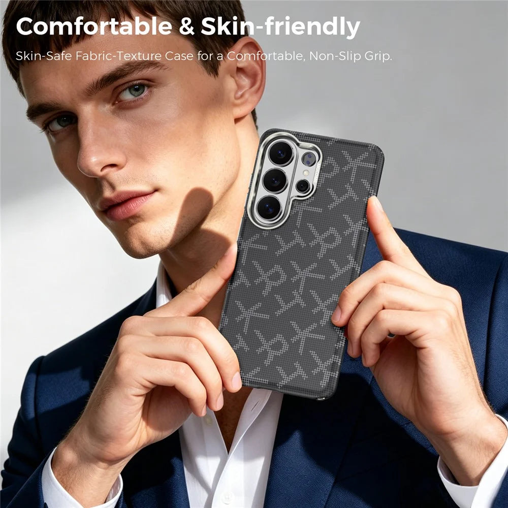 For Samsung Galaxy S26 Ultra Magnetic Case Aramid Fiber Texture Leather + PC + TPU Shockproof Phone Cover - Black - 7