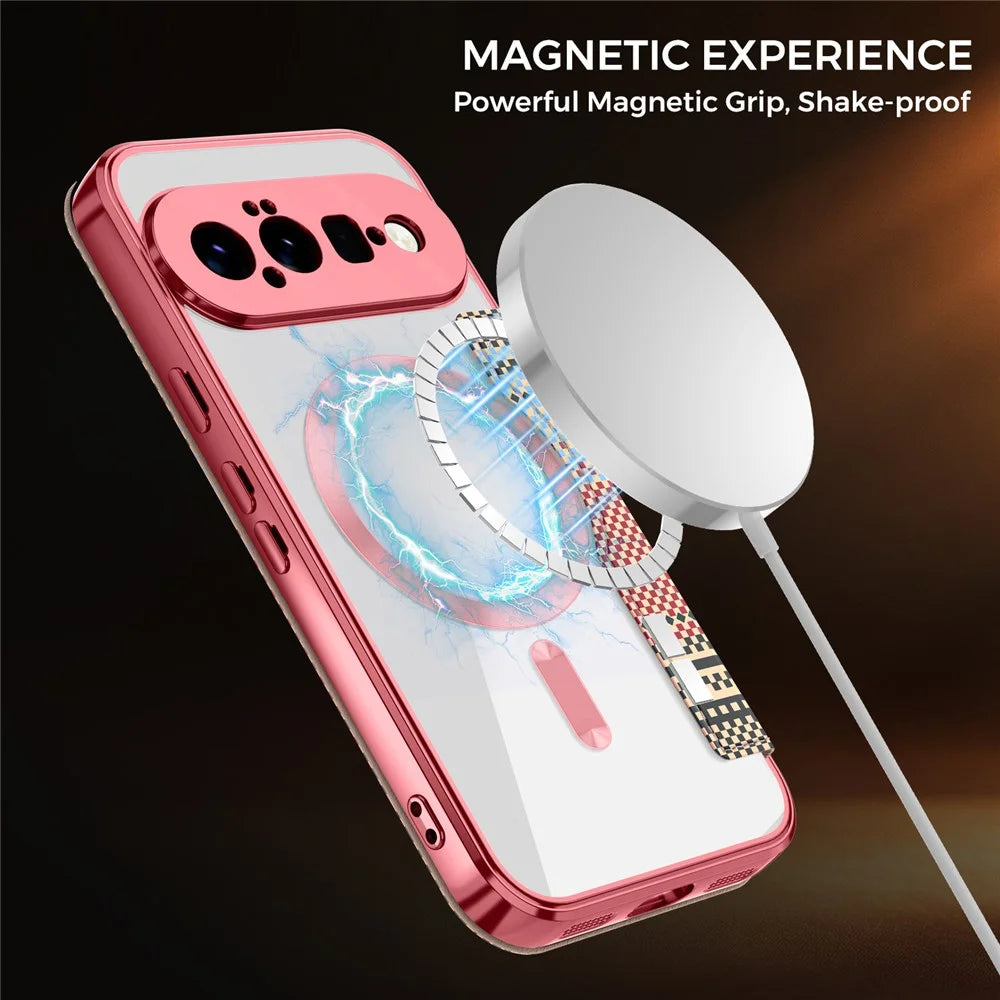 For Google Pixel 11 Magnetic Case RFID Blocking Card Slots Leather Cover - Pink - 3