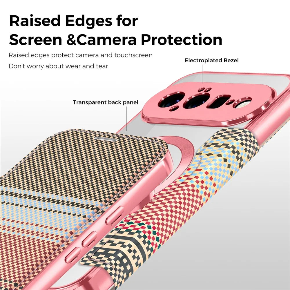 For Google Pixel 11 Magnetic Case RFID Blocking Card Slots Leather Cover - Pink - 6