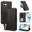 For iPhone 16 Case 4 Card Slots Wallet Stand PU Leather Phone Cover with Wrist Strap - Black - 1