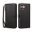 For iPhone 16 Case 4 Card Slots Wallet Stand PU Leather Phone Cover with Wrist Strap - Black - 2