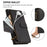 For iPhone 16 Case 4 Card Slots Wallet Stand PU Leather Phone Cover with Wrist Strap - Black - 5