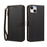 For iPhone 15 Case 4 Card Slots Wallet Stand PU Leather Phone Cover with Wrist Strap - Black - 2