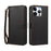 For iPhone 16 Pro Case 4 Card Slots Wallet Stand PU Leather Phone Cover with Wrist Strap - Black - 2