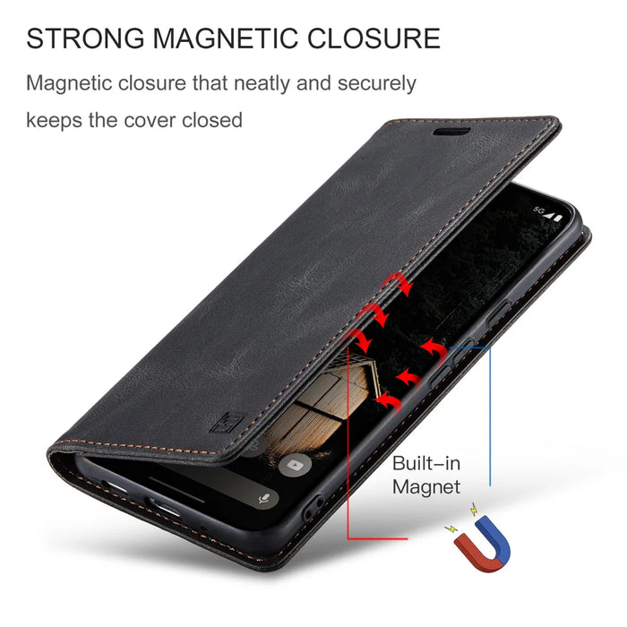 AUTSPACE for Google Pixel 10 Pro XL Wallet Case  A01 Leather Stand Cover with RFID Blocking Card Holder - Black - 5