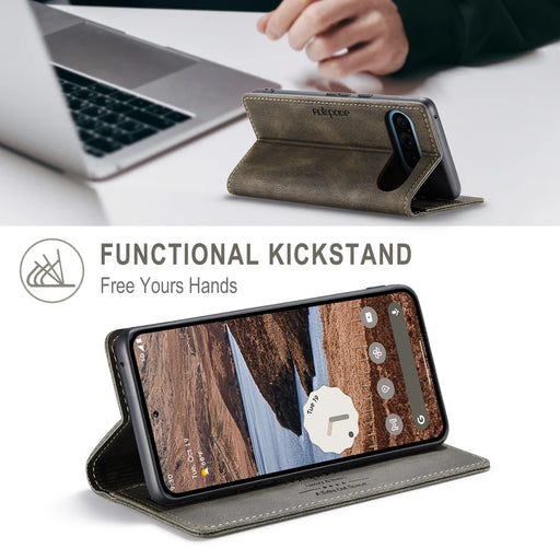 AUTSPACE for Google Pixel 10 Pro / Google Pixel 10 Wallet Case  A01 Leather Stand Cover with RFID Blocking Card Holder - Coffee - 2