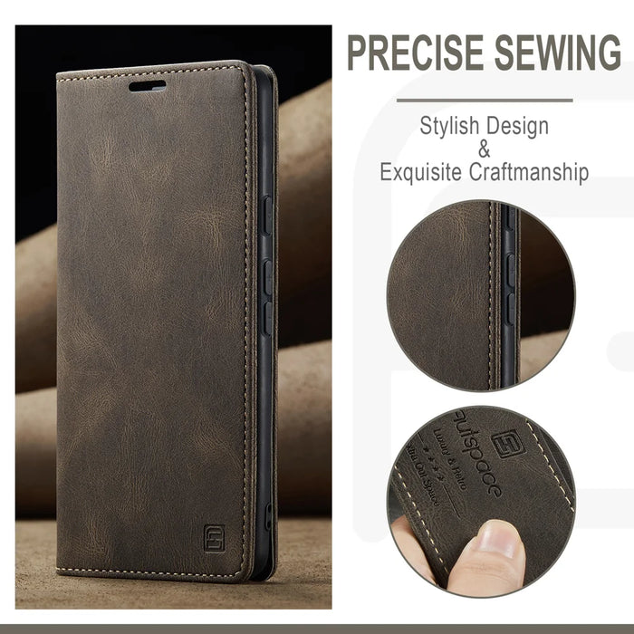 AUTSPACE for Google Pixel 10 Pro / Google Pixel 10 Wallet Case  A01 Leather Stand Cover with RFID Blocking Card Holder - Coffee - 4