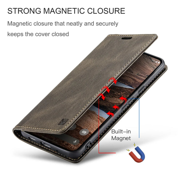 AUTSPACE for Google Pixel 10 Pro / Google Pixel 10 Wallet Case  A01 Leather Stand Cover with RFID Blocking Card Holder - Coffee - 5