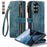 CASEME for Samsung Galaxy Z Fold8 Ultra C30 Phone Cases with Strap Zipper Multiple Card Holder PU Leather Cover - Blue - 2