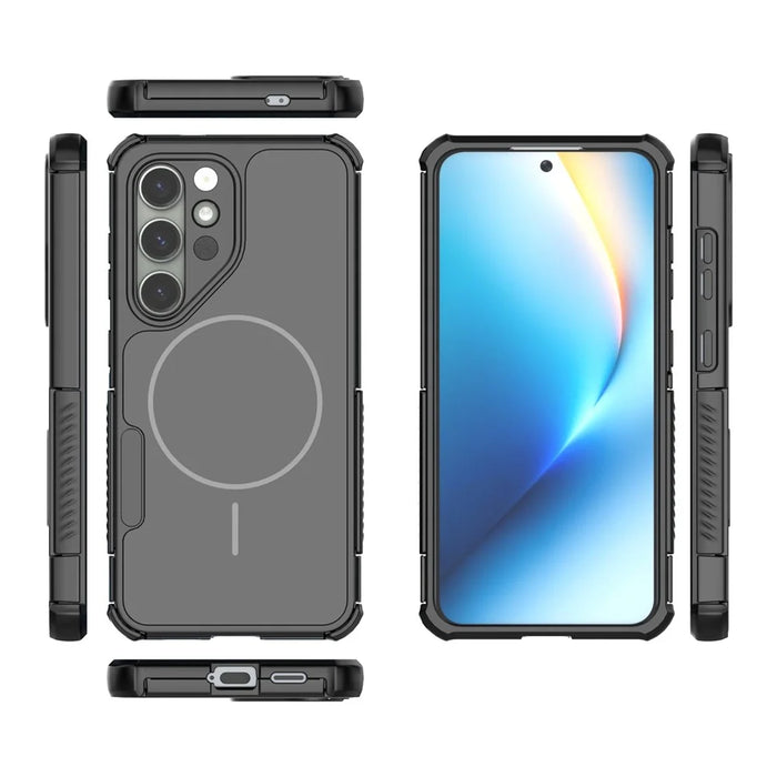 For Samsung Galaxy S24 Magnetic Case Shockproof Airbag PC+TPU Phone Cover - Black - 5