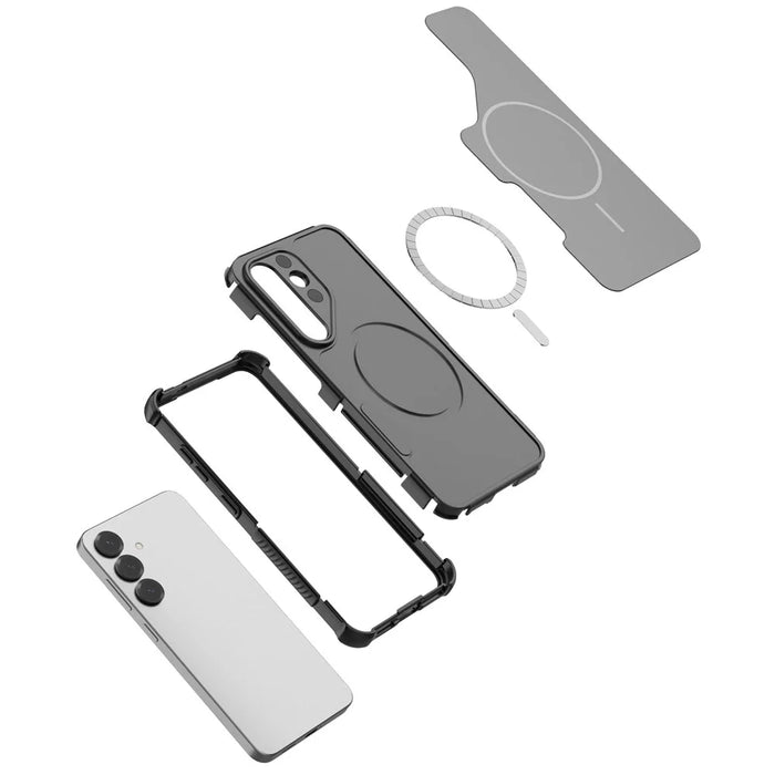 For Samsung Galaxy S24 Magnetic Case Shockproof Airbag PC+TPU Phone Cover - Black - 7