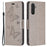 For Samsung Galaxy A34 5G Wallet Case Imprinted Butterflies Leather Phone Cover with Strap - Grey - 1