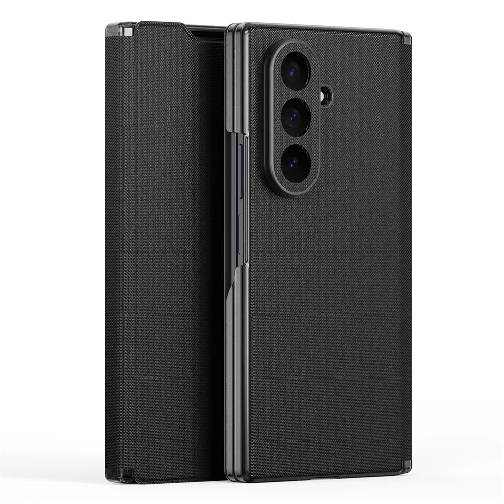 DUX DUCIS Fort Series for Samsung Galaxy Z Fold8 Ultra Case PU Leather Flip Phone Cover with Card Slot - Black - 1