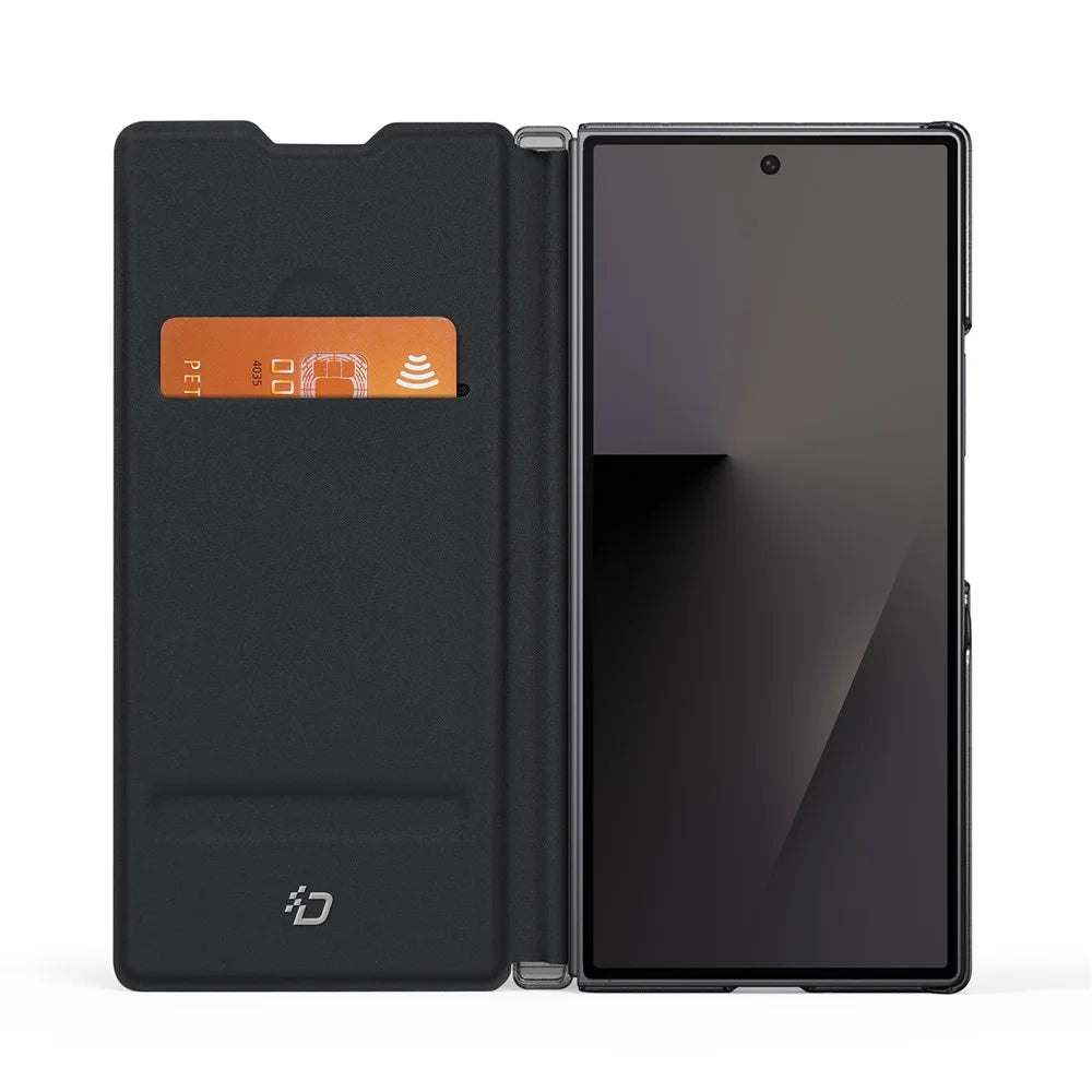 DUX DUCIS Fort Series for Samsung Galaxy Z Fold8 Ultra Case PU Leather Flip Phone Cover with Card Slot - Black - 3