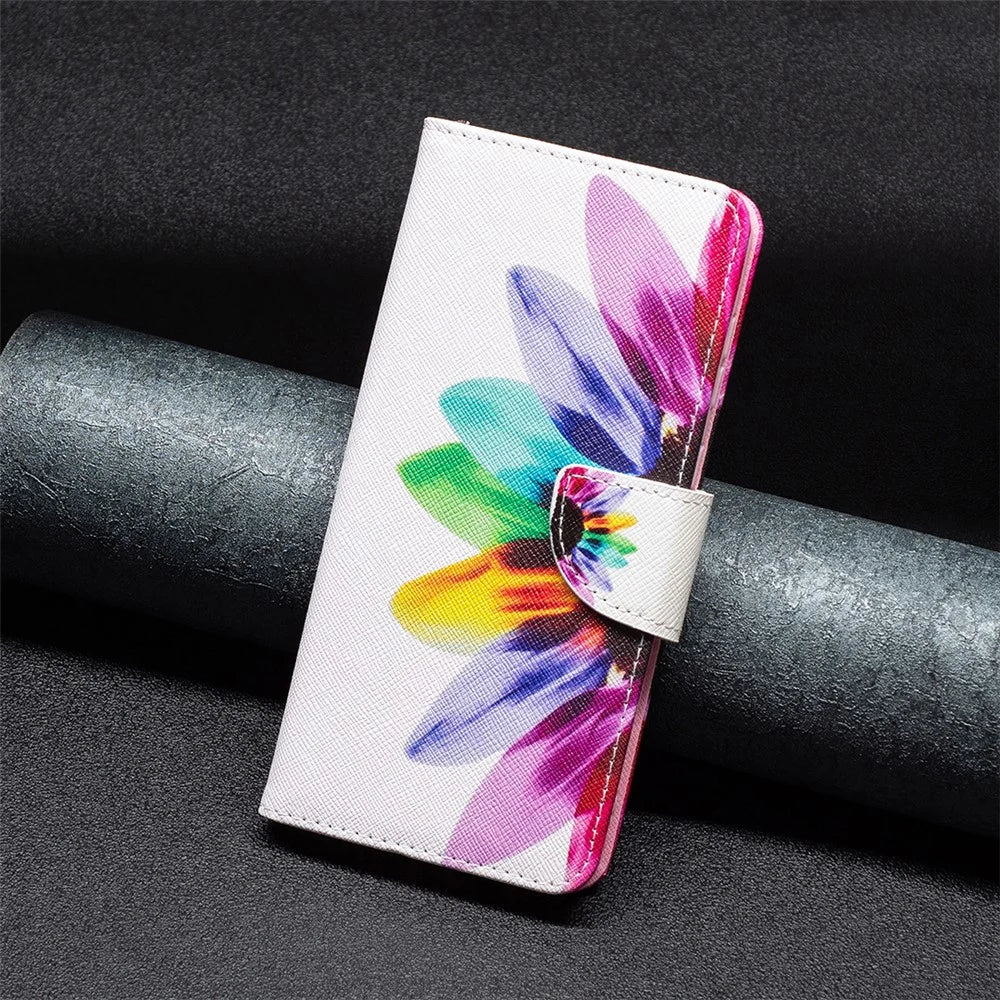 For Samsung Galaxy A34 5G Phone Case Pattern Printing PU Leather Wallet Stand Cover - Sunflower - 4