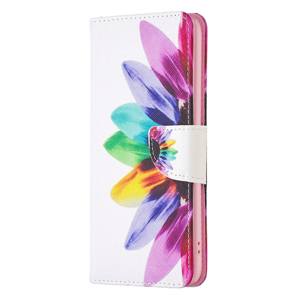 For Samsung Galaxy A34 5G Phone Case Pattern Printing PU Leather Wallet Stand Cover - Sunflower - 5