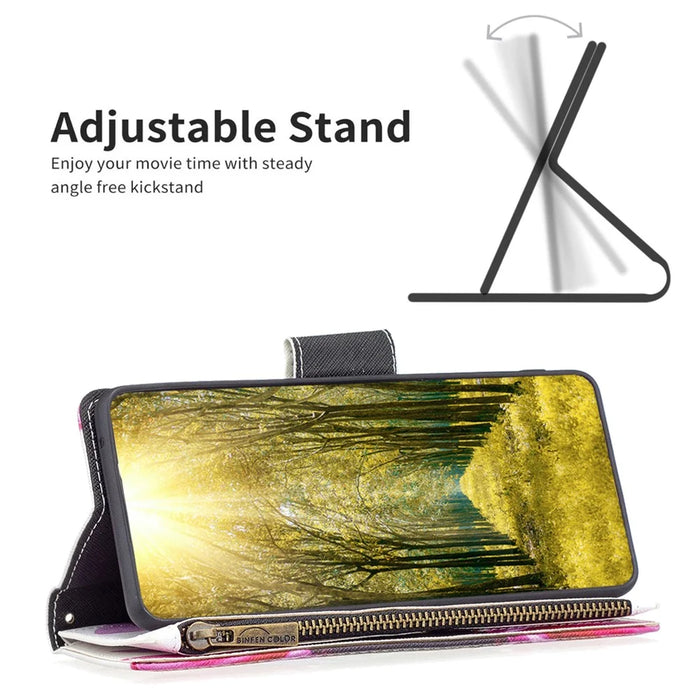 For Samsung Galaxy A34 5G Leather Case with Strap Pattern Printing Zipper Wallet Phone Stand Cover - Sunflower - 2