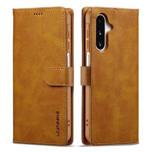 LC.IMEEKE for Samsung Galaxy A18 4G Case Wallet Calf Texture Leather Phone Cover - Yellow - 1