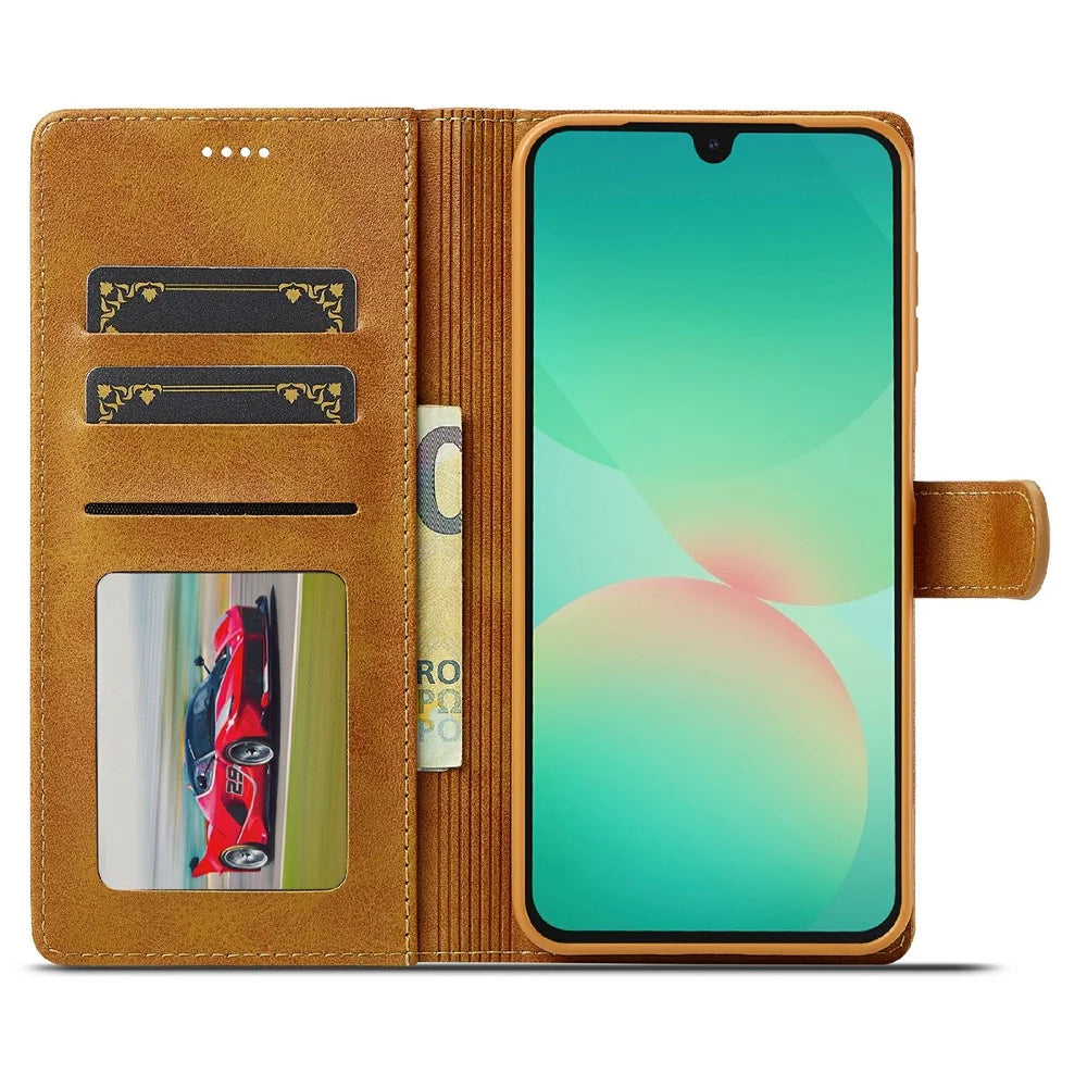 LC.IMEEKE for Samsung Galaxy A18 4G Case Wallet Calf Texture Leather Phone Cover - Yellow - 2