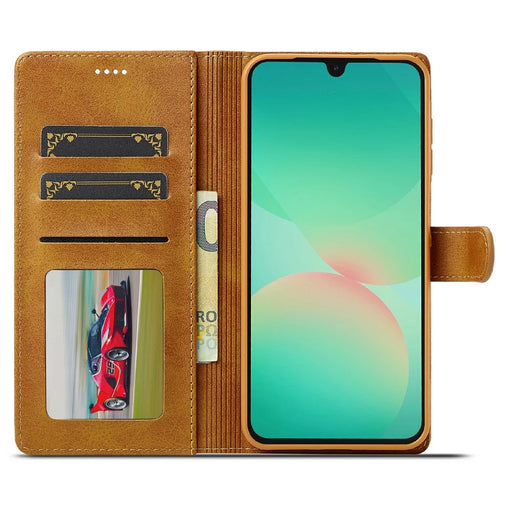 LC.IMEEKE for Samsung Galaxy A18 4G Case Wallet Calf Texture Leather Phone Cover - Yellow - 2