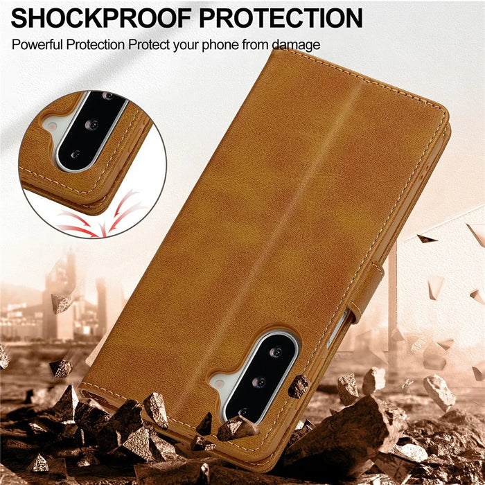 LC.IMEEKE for Samsung Galaxy A18 4G Case Wallet Calf Texture Leather Phone Cover - Yellow - 4
