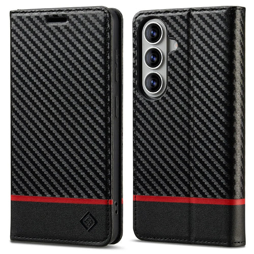 LC.IMEEKE Wallet Case for Samsung Galaxy A18 4G Carbon Fiber Texture Leather Phone Cover - Horizontal Stripe - 1
