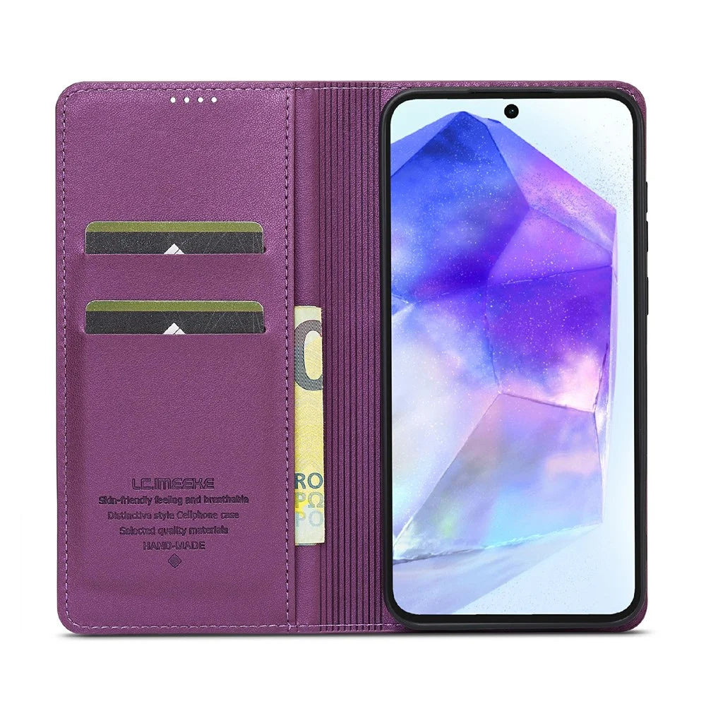 LC.IMEEKE L1 Series for Samsung Galaxy A18 4G Case PU Leather Wallet Stand Protective Phone Cover - Purple - 2