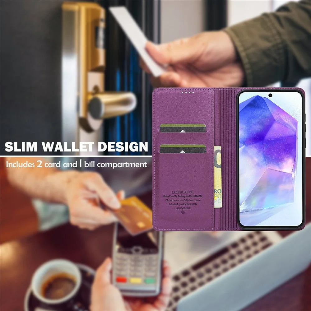 LC.IMEEKE L1 Series for Samsung Galaxy A18 4G Case PU Leather Wallet Stand Protective Phone Cover - Purple - 5