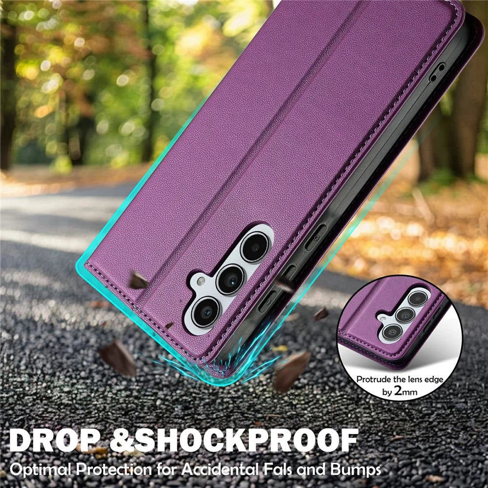 LC.IMEEKE L1 Series for Samsung Galaxy A18 4G Case PU Leather Wallet Stand Protective Phone Cover - Purple - 6