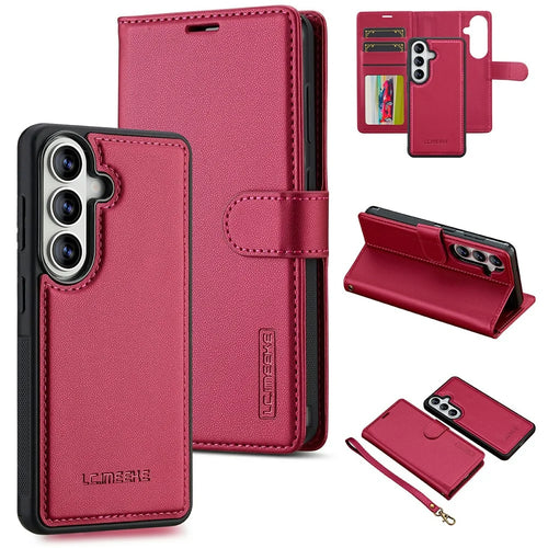 LC.IMEEKE L2 Series for Samsung Galaxy A18 4G Case PU Leather Wallet Detachable Magnetic Phone Cover - Red - 1