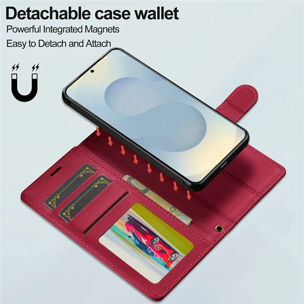 LC.IMEEKE L2 Series for Samsung Galaxy A18 4G Case PU Leather Wallet Detachable Magnetic Phone Cover - Red - 6